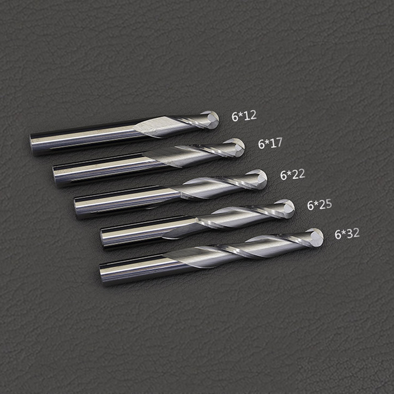 6mm8mm木雕浮雕双刃螺旋球头铣刀数控雕刻机钨钢刀加长铣刀圆雕刀