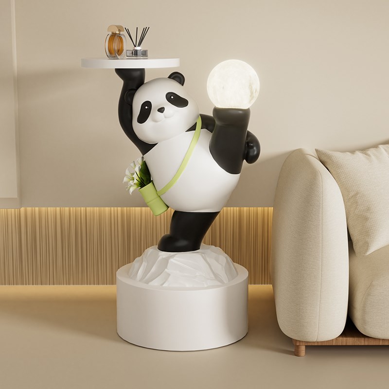 熊猫落地摆件月球灯白熊客厅大型电视柜旁家居装饰品乔迁新居礼品