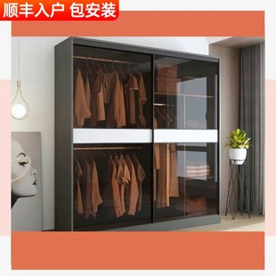 玻璃门衣柜家用卧室现简约小户型柜子推拉门移门大衣橱