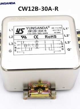 YUNSA电源滤波器CWBA 0A A AR导轨 三相三线