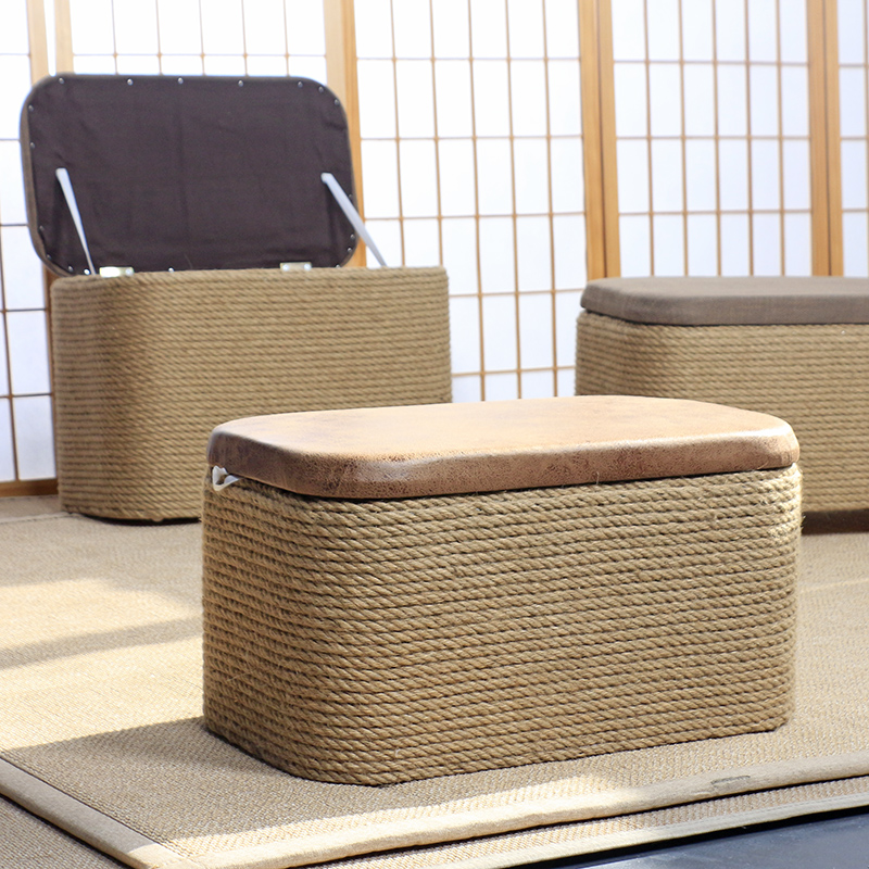 麻绳凳子矮凳收纳凳储物凳小凳子玄关门口换鞋凳长条凳家用沙发凳