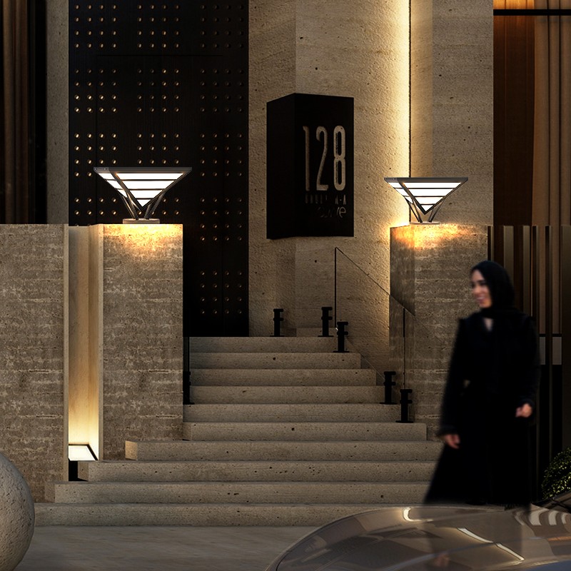 太阳能柱头灯户外防水围墙灯简约大门柱灯院墙头灯别墅庭院柱子灯