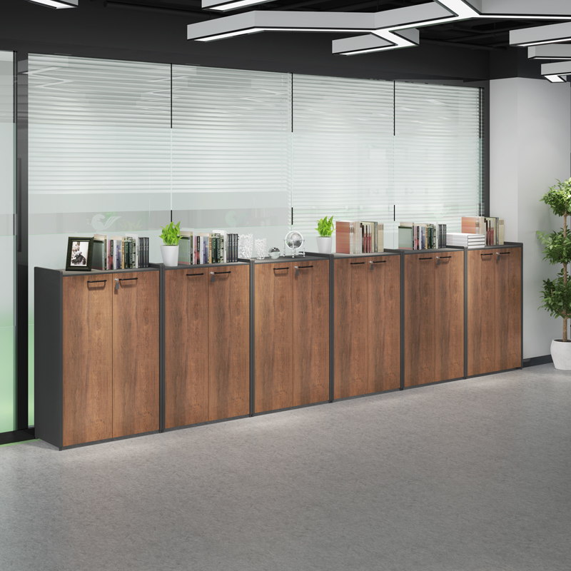 工业风木质办公文件柜子落地小型收纳办公室家具隔断矮柜现代简约