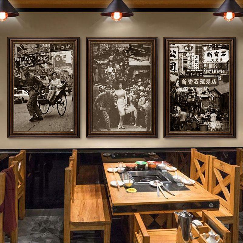 民国风墙面装饰画怀旧复古老上海餐厅壁画咖啡店餐馆饭店海报挂画