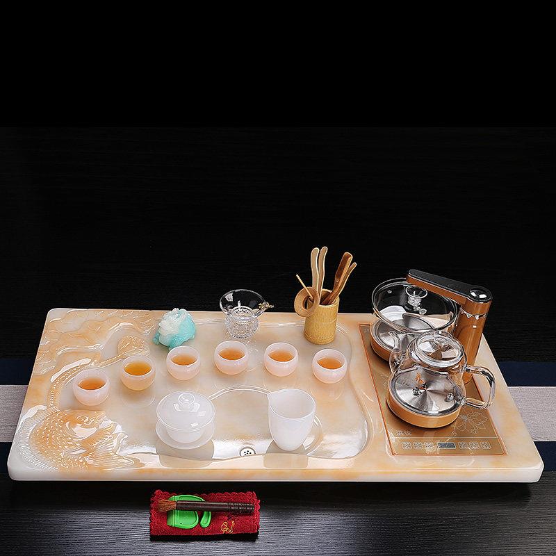 茶具套组茶盘整套装客厅家用全自动All功夫茶台仿玉石高端简约