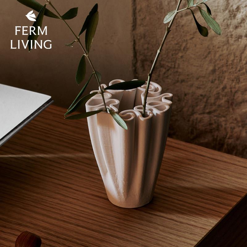 丹麦Ferm Living陶艺迷宫3D打印花瓶餐桌鲜花插花器装饰客厅摆件