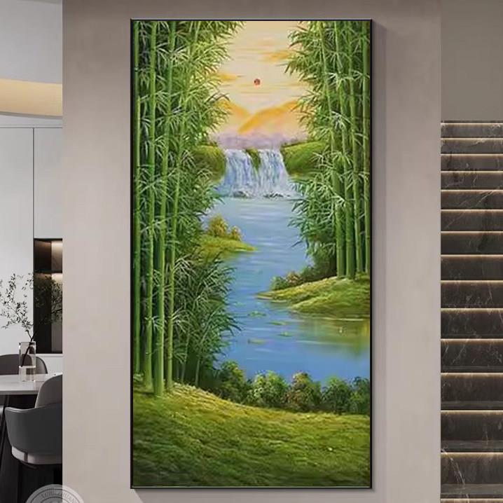竹报平安墙上风景画竹子玄关走廊入户挂画客厅沙发背景墙装饰画新