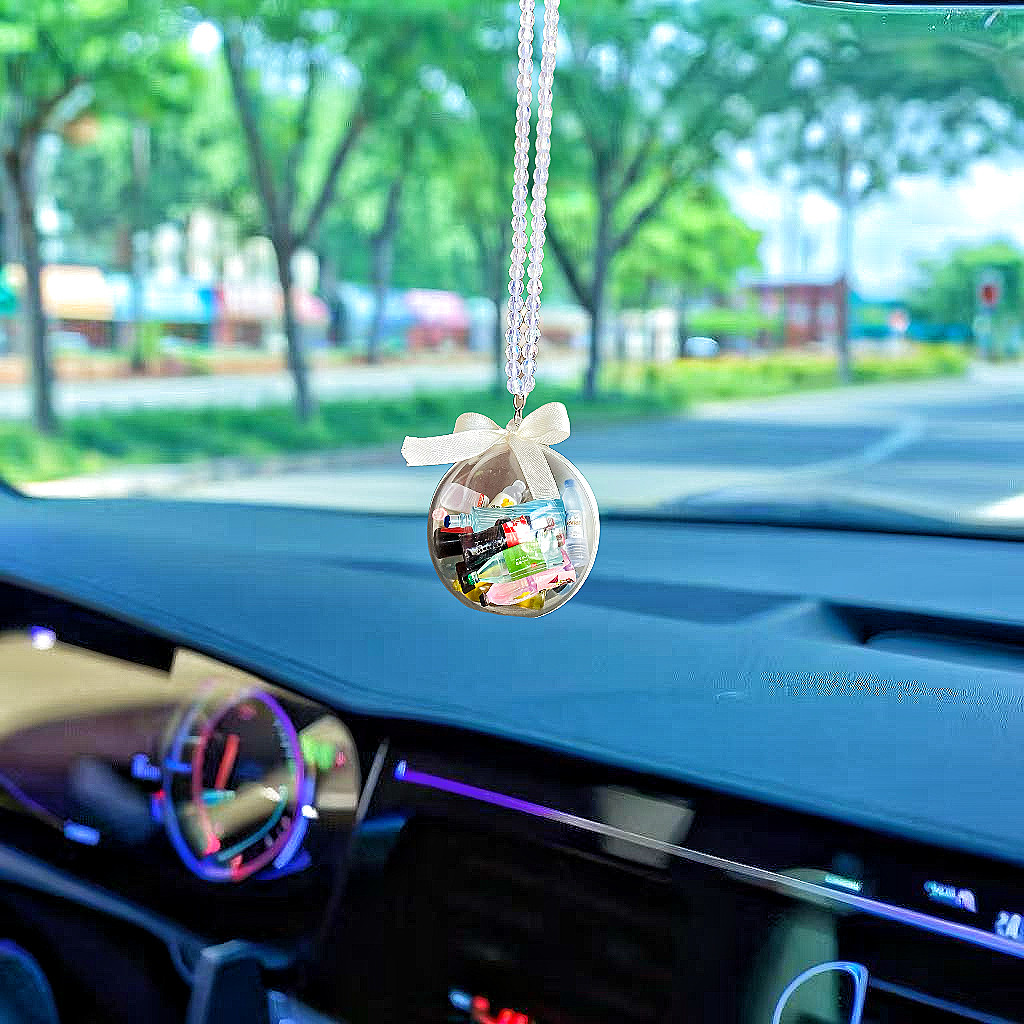 极简风〈精灵球〉新款吊球车饰迷你饮料瓶汽车挂饰挂件车内装饰品