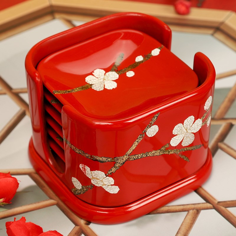 太古大漆茶杯垫托陶瓷漆器防烫隔热垫新中式高档工夫茶道茶具摆件