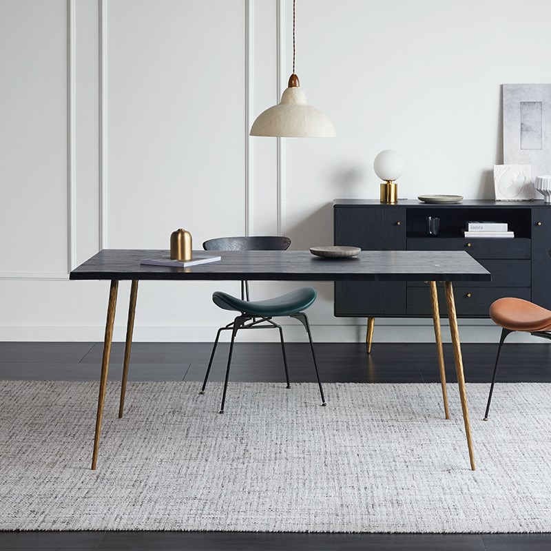 现极简风小户型实木不规则自然边缘设计饭桌餐桌办公桌子金属腿