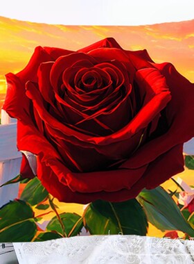 红色玫瑰抱枕新款沙发卧室自己绣靠枕手工y满绣打发时间