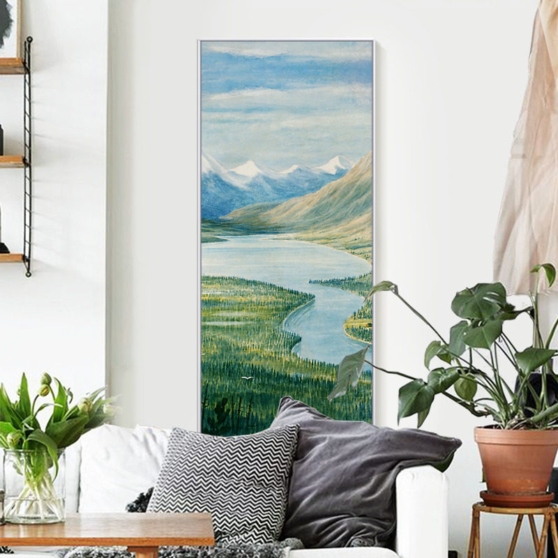 二狗娘姑 贾斯珀风景 欧式玄关走廊过道竖版挂画装饰面墙画墙壁画