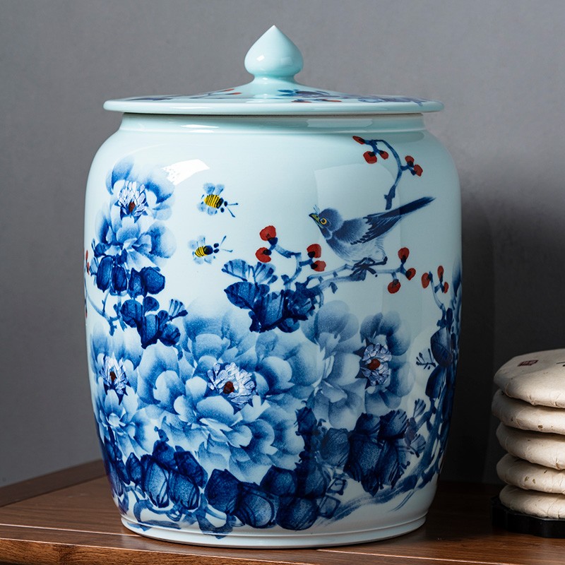 茶叶罐陶瓷 中式大号密封罐茶饼普洱醒陶瓷家用存茶罐茶缸