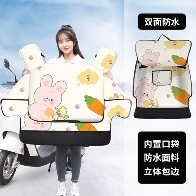 电动摩托车挡风被冬季加绒加厚电电车双面防水防寒秋冬女挡风罩