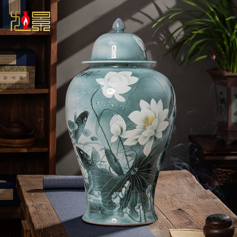 陶瓷花瓶插花仿古中式储物罐客厅玄军家居装关品将饰罐摆件
