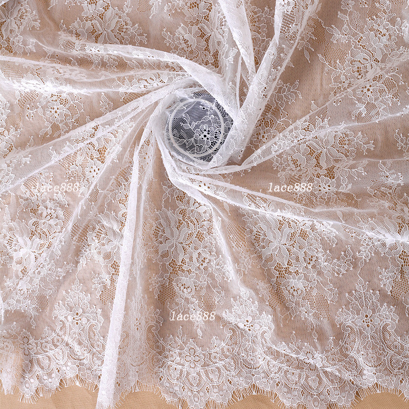 高端车骨蕾丝花边布料婚纱头纱面料Y辅料.5米宽白