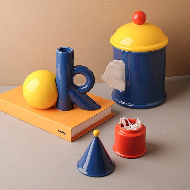 贝汉美创意多巴胺纸巾盒花瓶牙线管陶瓷家居桌面装饰饰品,家居饰品,桌面摆件,淘宝优惠券,粉丝福利购,淘宝优惠卷