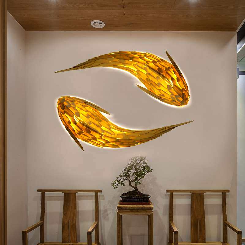 中式鱼型壁灯设计师庭院阳台玄关过道楼梯复古田园餐饮装饰吸顶灯