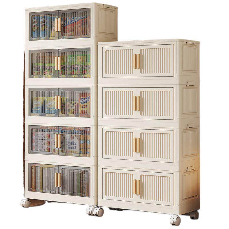 带轮免安装折叠收纳柜塑料多层柜子家用卧室床头柜出租屋杂物专用