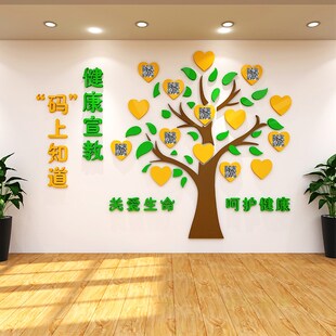 医院健康宣教树二维码扫一扫科室走廊背景墙面装饰护士站文化墙贴