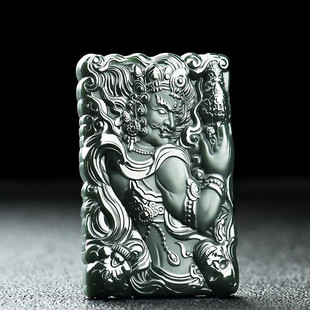 和田玉不动明王吊坠精雕不动尊玉牌男女款生肖属鸡玉佩玉坠