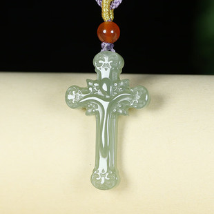 和田玉吊坠 十字架挂件 证书礼盒