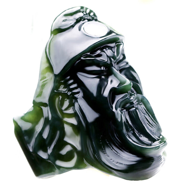 天然新疆和田玉关公扳指环天然青玉武财神二爷男款把玩件