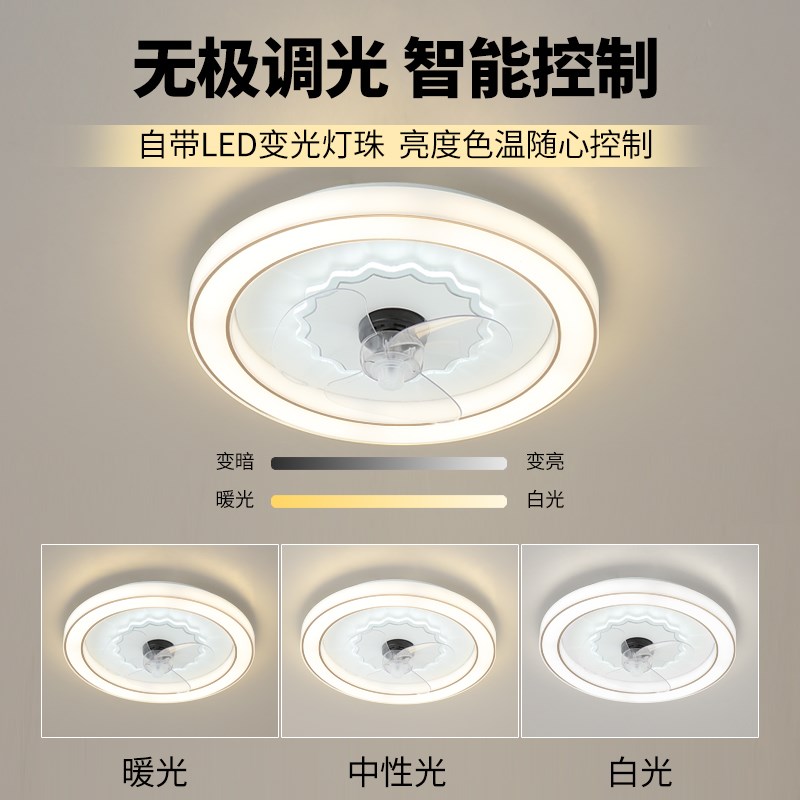 风扇灯卧室吸顶一体智能电扇灯2024年新款简约现代餐厅顶灯带风扇