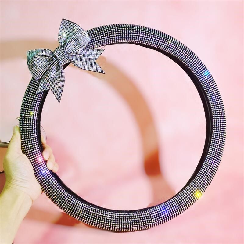 适用于宝马奥迪汽车方向盘套四季通用满钻女神车用把套可爱