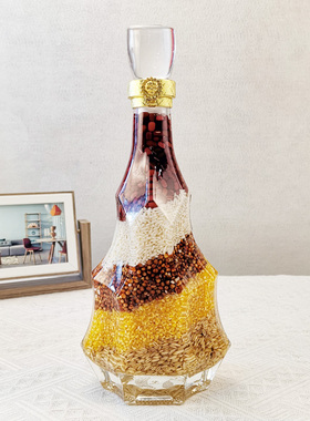 定制纯天然创意五谷丰登杂粮酒柜装饰品摆件乔迁新居入宅婚庆礼品