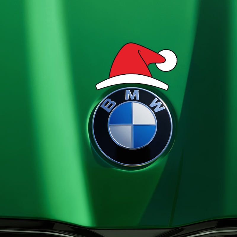 可爱圣诞帽汽车车标贴纸