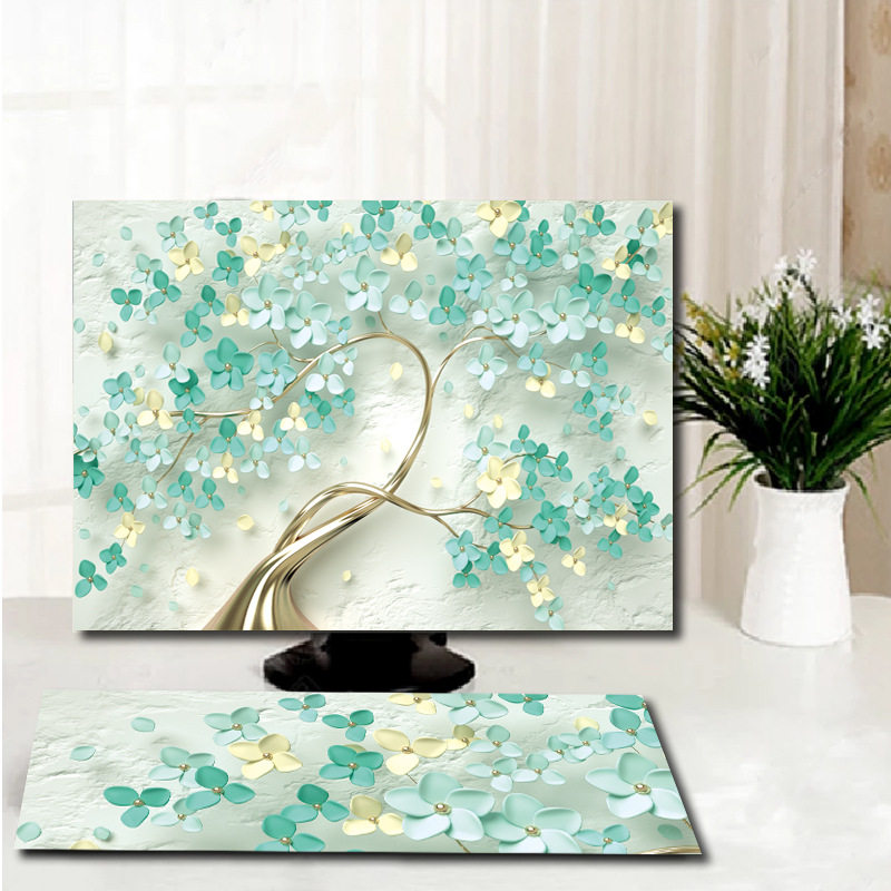 电脑罩防尘罩台式电脑笔记本显示器键盘主机保护套屏幕盖布三件套