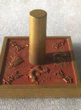 古玩铜器收藏仿古做旧纯铜青龙白虎朱雀玄武 四大兽印章摆件