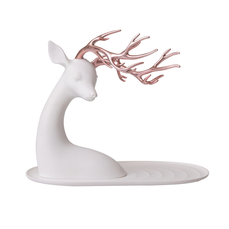 白夜童话客厅玄关钥匙收纳摆件鹿桌面托盘置物架装饰乔迁新居礼品