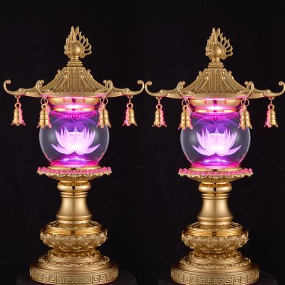 玻璃球佛字招财莲花灯供佛灯长明灯插电led神台灯宫灯佛前供灯