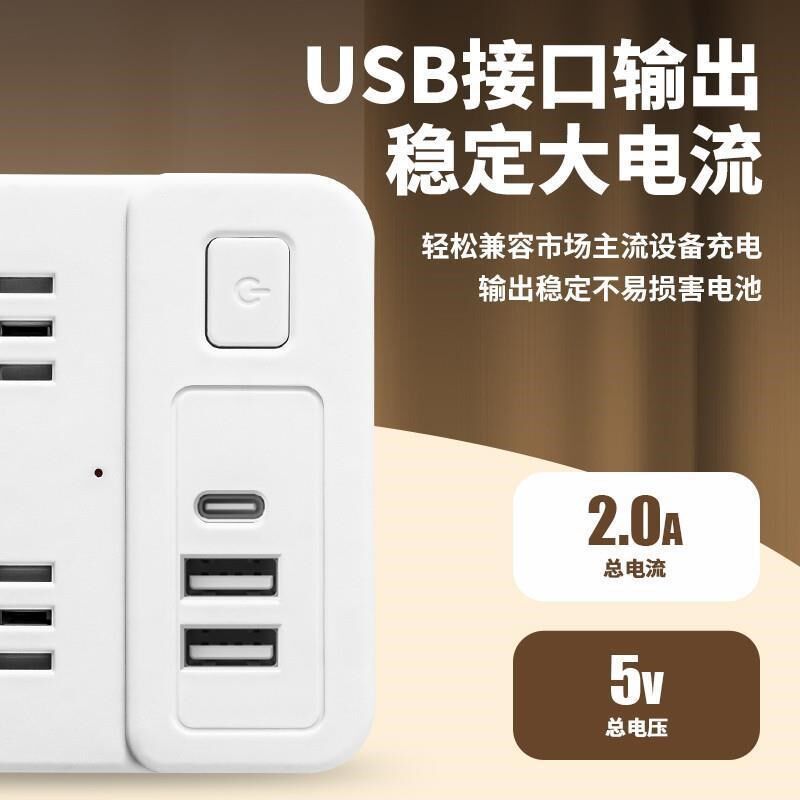 86型插座转换器多功能一转多孔S插线K面板家用无线插排带小夜灯