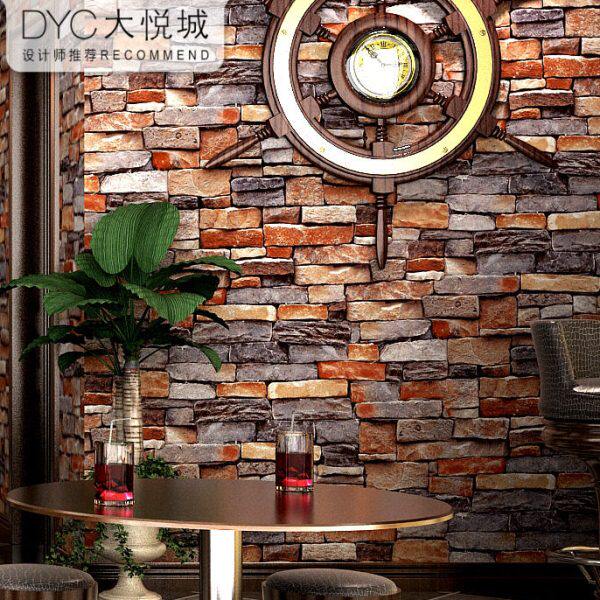 3D复古红砖青砖仿古砖头砖纹砖块墙纸非自粘店铺装修饭店壁纸仿砖