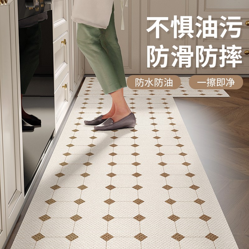 厨房地垫防滑防油防水法式可擦免洗家用皮革耐脏免清洗脚垫子