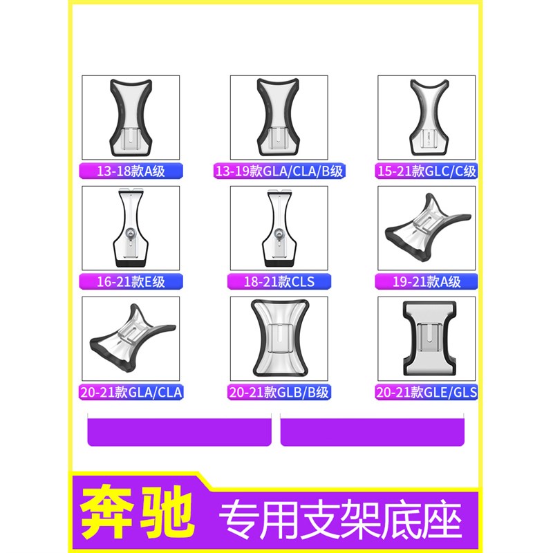 适用奔驰A级B级C级E级GLA_GLC_GLE_CLS卡扣改装手机车载支架底座