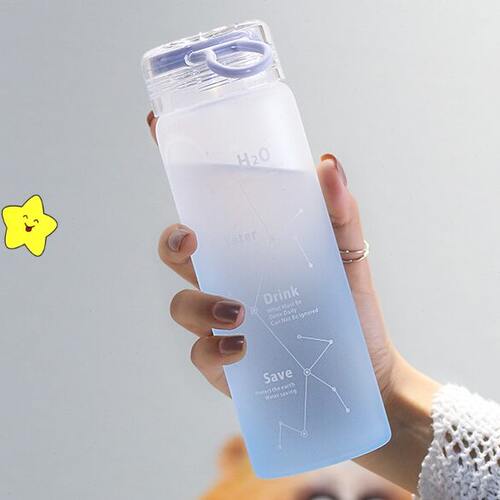 渐变色ins玻璃杯磨砂星空韩版男女大容量便携水杯随手杯创意学生