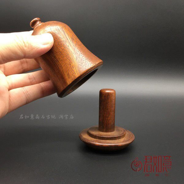仿老花梨木扳指盒仿古木盒收纳盒木雕摆件圆形小盒子仿老物件收藏