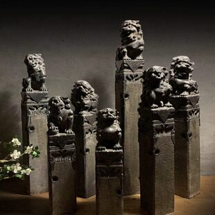 拴马桩石雕貔貅狮子麒麟栓马桩仿古青石做旧四神兽柱子石家居摆件