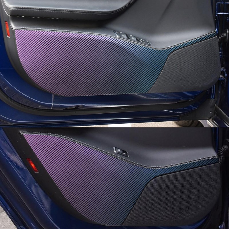 现货特斯拉models改装碳纤维内饰汽车门身防踢垫贴纸膜品配件