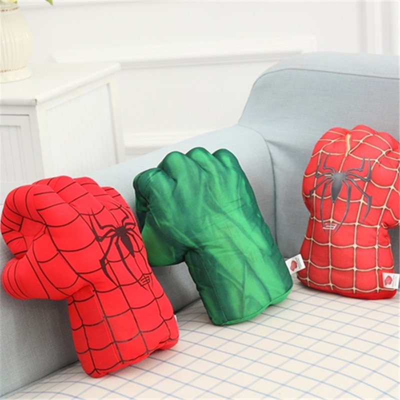 拳套抱枕绿巨人蜘蛛侠拳击手套毛绒玩具拳头公仔钢铁侠
