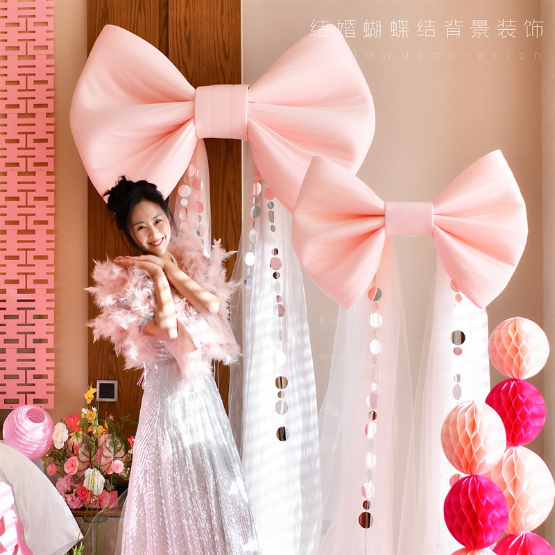 结婚礼婚房装饰巨型超大红丝绒蝴蝶结商场橱窗节日新年拍照蝴蝶结