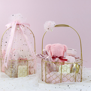 伴手礼女伴娘铁艺篮子盒子结婚回礼伴郎宾客宝宝周岁满月生日礼品