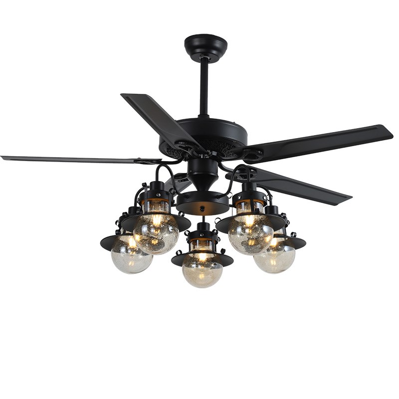 美式复古吊扇灯家用静音客厅电风扇灯具餐厅铁叶木叶卧室变频遥控