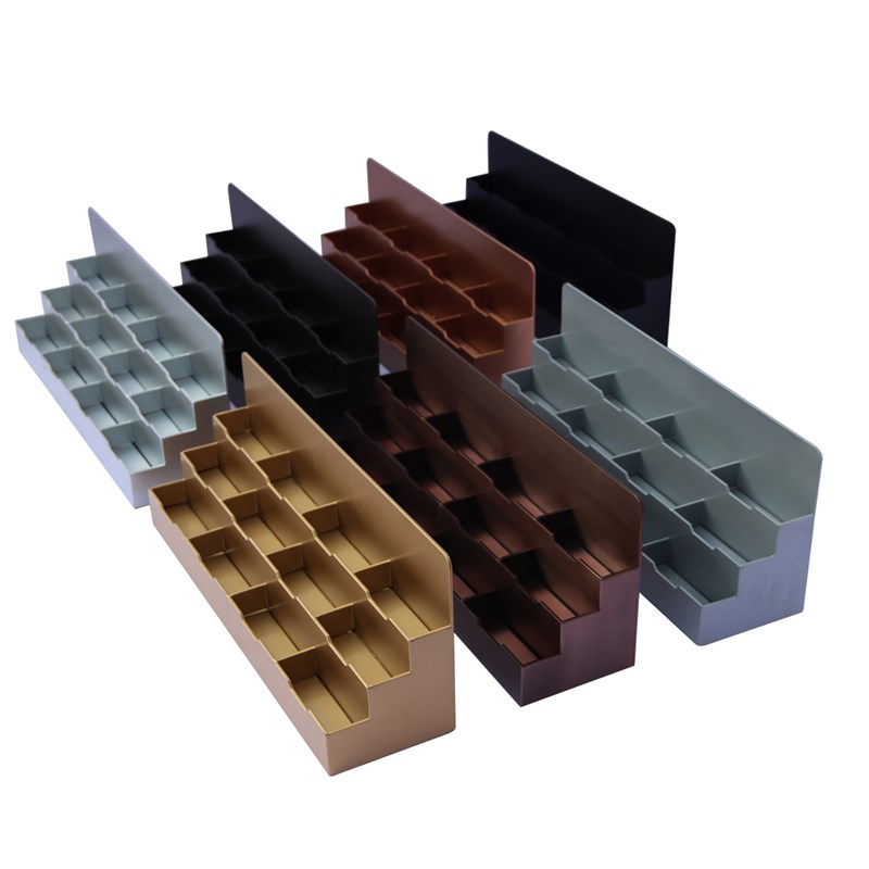 12格新款黑色格前台不锈钢烤漆盒桌面金属卡片座台多格名片台架