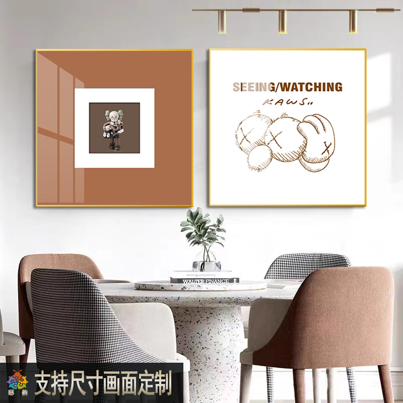 正方形现代轻奢装饰画简约风卧室床头墙面壁画餐厅饭厅高级感挂画图片