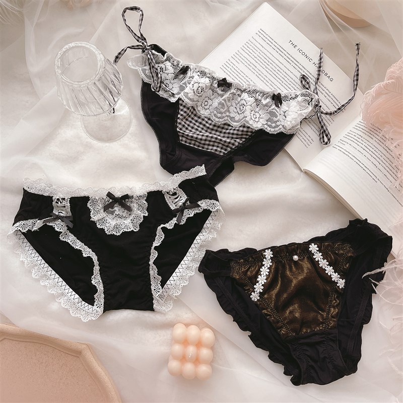 JK少女~黑色洛丽塔性感内裤丝带短裤女生纯欲蝴蝶结女三角裤情趣